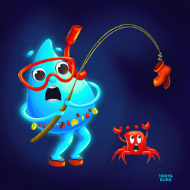 Капелька - бренд-персонаж для отеля у моря