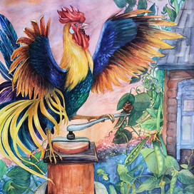 Иллюстрация к сказке "Петушок и меленка"