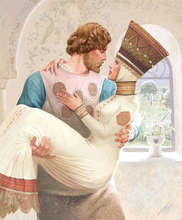 Встреча после долгой разлуки Добрыни Никитича с Настасьей Микуличной.