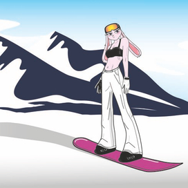 Крольчиха на сноуборде