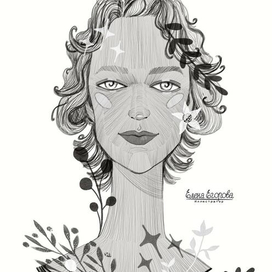 Карандашный портрет в стиле monochrome lines. 