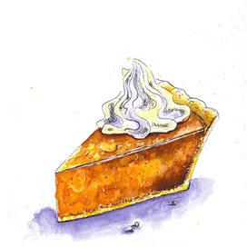 Акварельный скетч тыквенный пирог