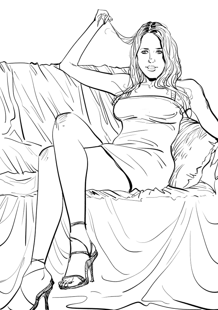 девушка на диване