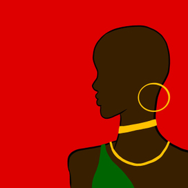 Африканка на красном фоне