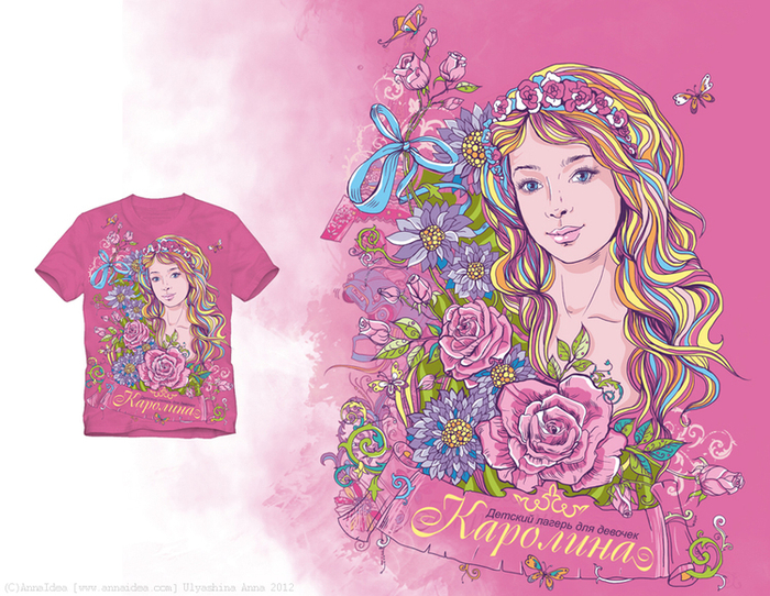 "ЦВЕТЫ". РИСУНОК И ДИЗАЙН ПРИНТА НА ФУТБОЛКУ.