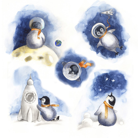 Brave Penguin astronaut
