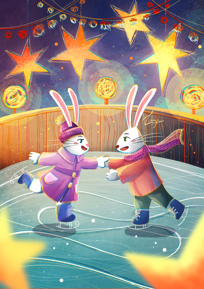 Зайчики на катке 