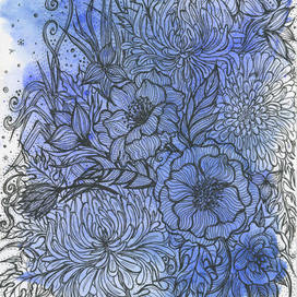 Цветы в стиле дзентенгл