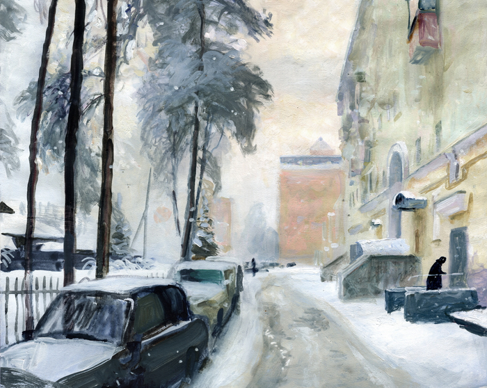 Снежное утро. Этюд.