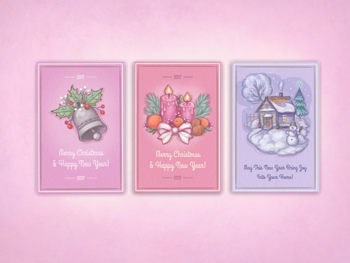 Новогодние и Рождественские Открытки. Цифровая живопись