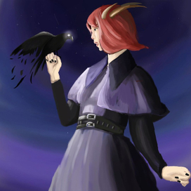 Девушка и ворон