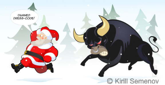 santa and bull