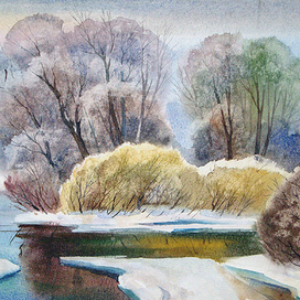 Морозный день на р.Олекте.Латвия