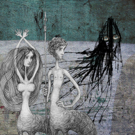 Пара Кентавров и нимфа Калипсо