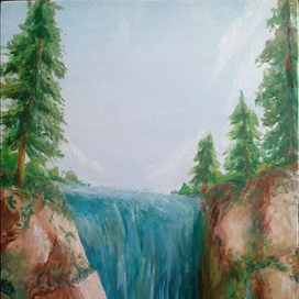 Синий водопад. Масло.