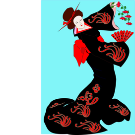 Японка с  веерром