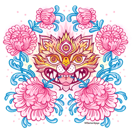 Тигр в пионах