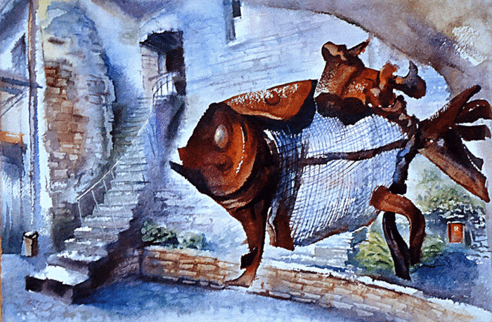 ,,Сухопутная рыба в Таллинском дворике,,