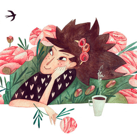 Девушка с пионами