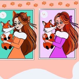 Цветовые эскизы девочки и лисы