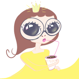 Девочка-принцесса пьет кофе