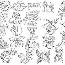 предметные раскраски для обучающего сайта