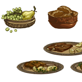 золотая посуда - вспомогательная иллюстрация к мультфильму