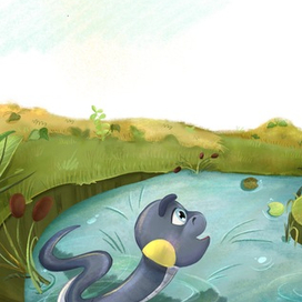 Как ужик увидел обладателей шкурки с белой полоской 