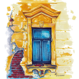 Обшарпанное желтое окно