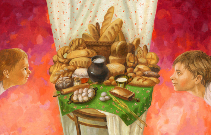 Печу печу хлібчик дітям на обідчик