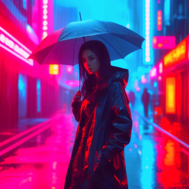 A girl under an umbrella