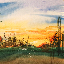 По дороге домой. Яркий закат