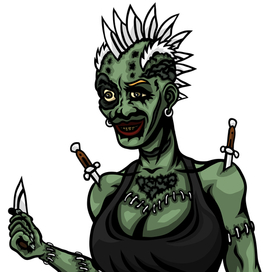 Женщина зомби с ножом