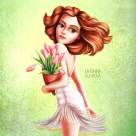 Девушка с тюльпанами