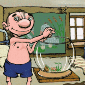 ...утренний сон Виктора о кормлении рыбок в пустом аквариуме...