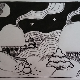 Рождественская ночь. Тушь