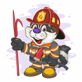 Cartoon Raccoon Fireman. 