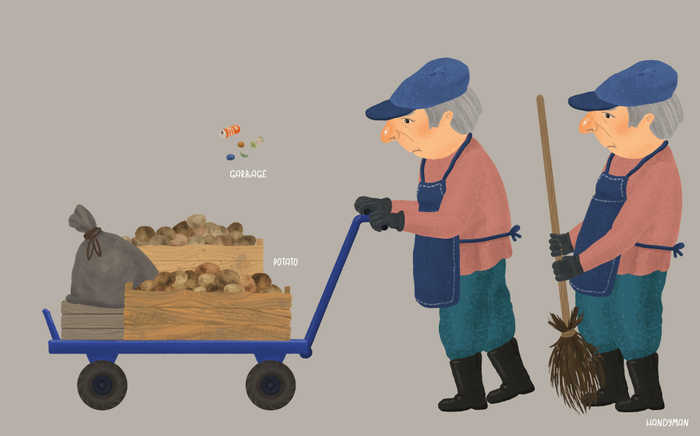 Разнорабочий для мультфильма "Ася и Вася", серия Рынок