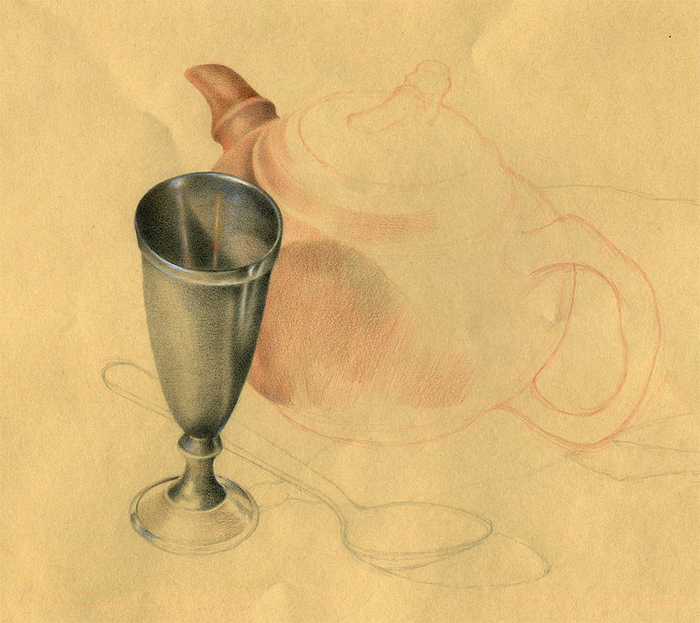 натюрморт с серебряной рюмкой