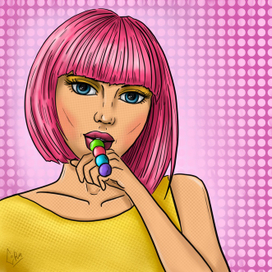 девушка с розовыми волосами