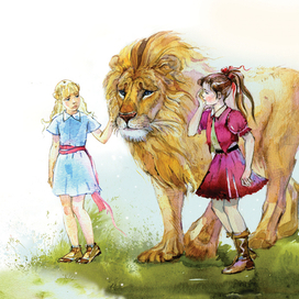 Люси и Сюьзен провожают Аслана