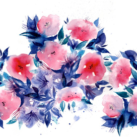 акварельные цветы