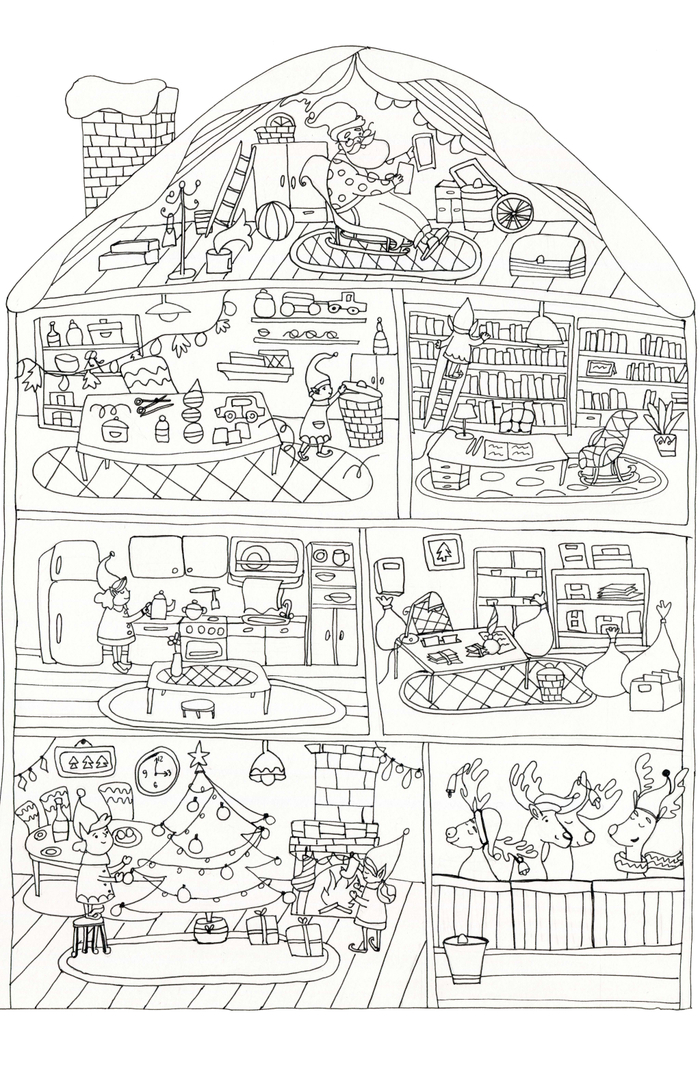 Раскраска "Дом Санты".
