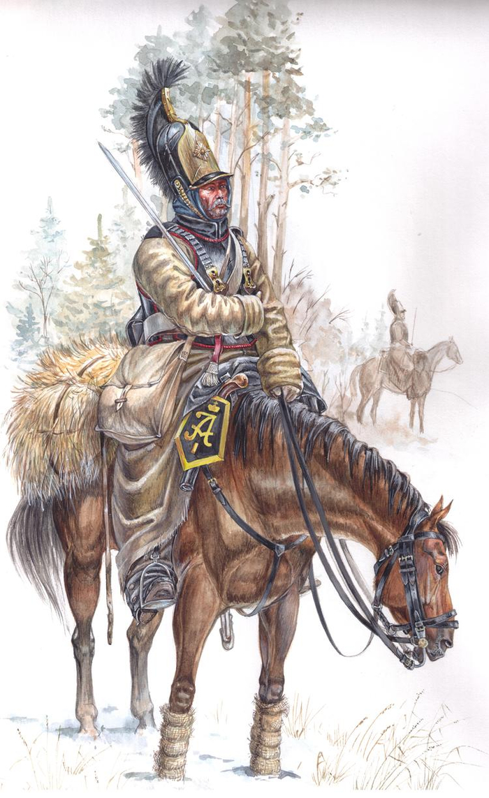 Рядовой кирасирского Военного ордена полка на ведете. Декабрь, 1812 г.