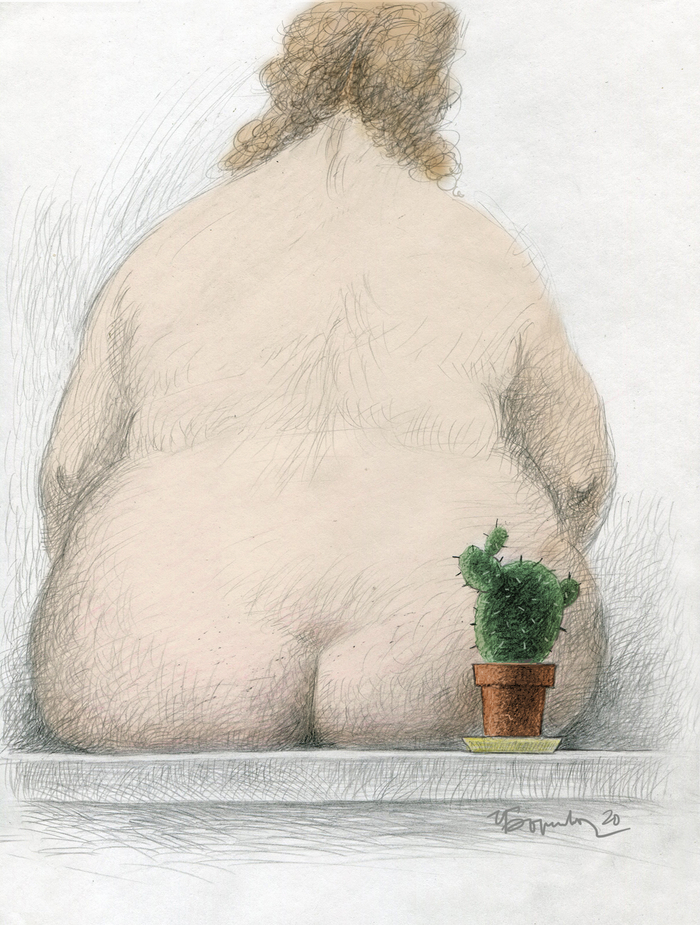 Кактус на фоне спины