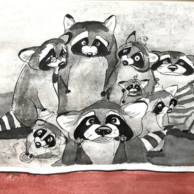 Семейное фото енотов