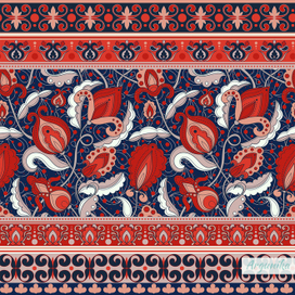 Индийский орнамент для текстиля с цветами