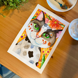 Акварельная иллюстрация мартовский кот 