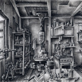 эскиз декорации к фильму "Три дня с придурком" реж. А.Козлов