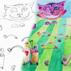 "Игра в крокет" сцена из книги "Алиса в стране чудес"